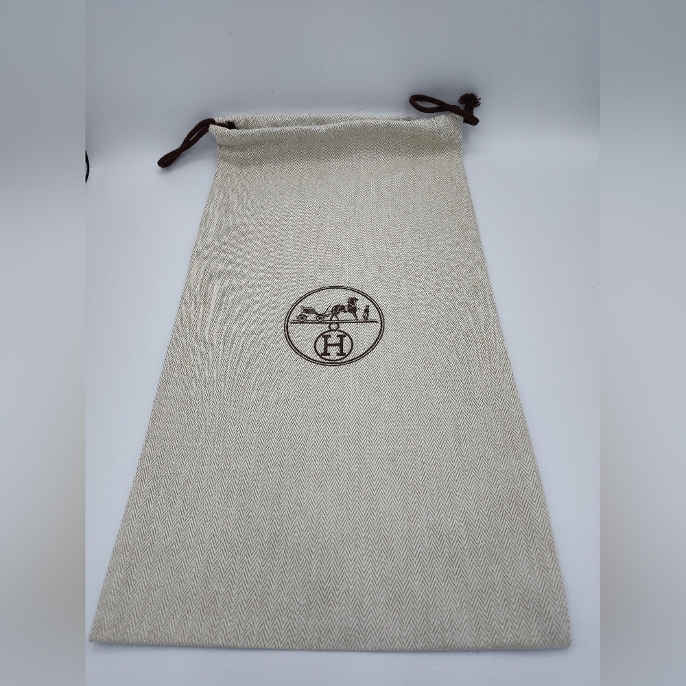 Authentic Hermès Herringbone Drawstring Dust Bag Shoe Bag Storage 17x10